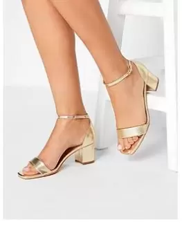 Long Tall Sally Block Heel Sandal Gold Pu, Gold, Size 12, Women