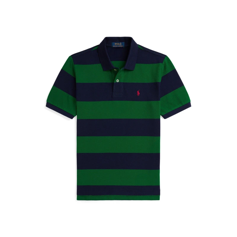 Image of Polo Ralph Lauren Kids Stripe Short Sleeve Shirt Grn/Navy male 4Y