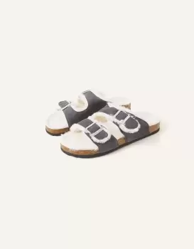 Image of Accessorize Double Strap Suede Sandals Black, Size: 36