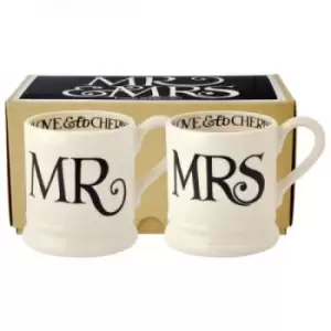 image of Emma Bridgewater Black Toast Mr & Mrs Mug Set