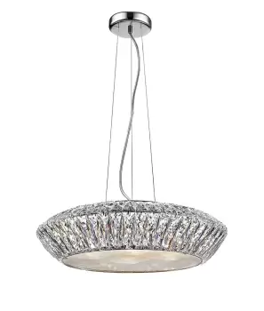 image of Armel 7 Light LED Crystal Chrome Pendant Ceiling Light