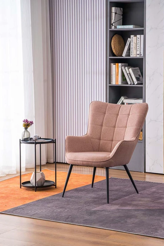 Image of More4Homes Vera Fabric Occasional Living Room Bedroom Modern Metal Legs Accent Chair Armchair (Pink)