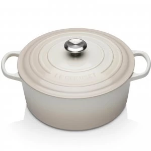 image of Le Creuset Signature Cast Iron Round Casserole Dish - 28cm - Meringue