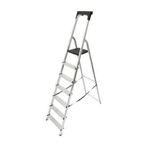 image of Werner Aluminium High Handrail 7 Tread Step Ladder 7410718