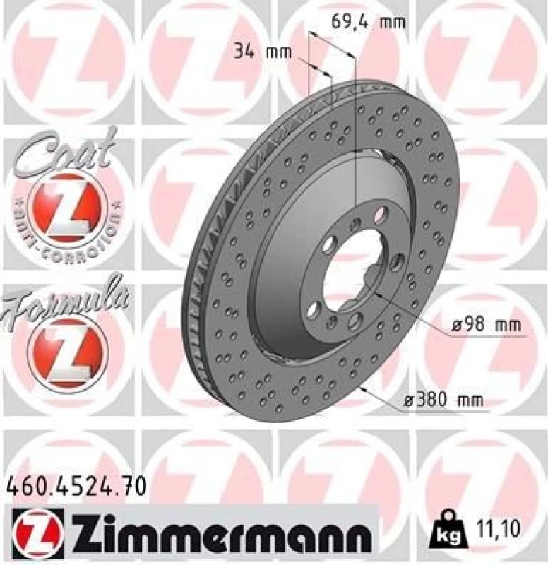 Image of ZIMMERMANN Brake disc ZIMMERMANN 460.4524.70