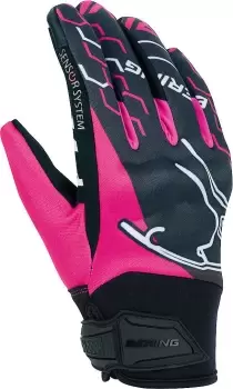 image of Bering Walshe Ladies Motorcycle Gloves, black-pink, Size S for Women, black-pink, Size S for Women