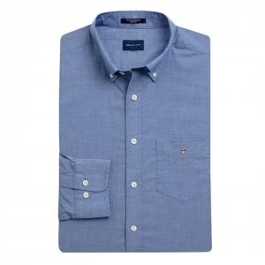 Image of Gant Broadcloth Shirt - Mid Blue