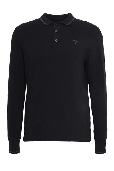 image of Barbour Nocton Cotton-Blend Knit Polo Shirt - XL Black Tops male MKN1613BK31 XL