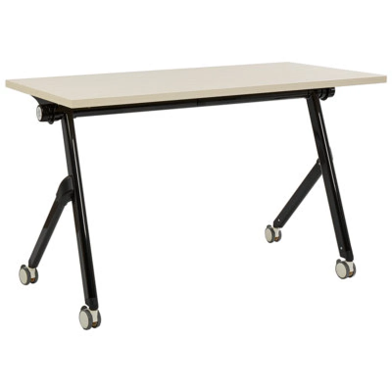 Image of Beliani Foldable Office Desk Bendi Light Brown 120 Cm 60 Cm With Wheels