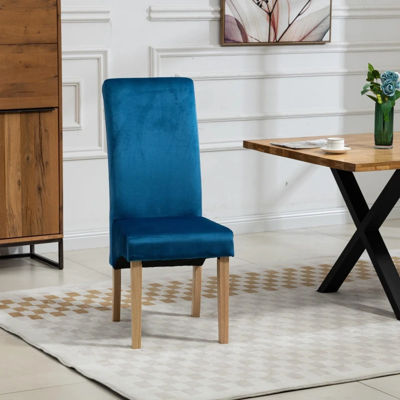 Image of Artemis Home Rimini Velvet Fabric Dining Chairs - Set of 2 in Blue Blue Unisex