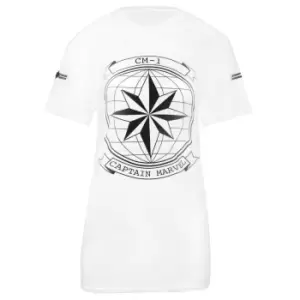 image of Captain Marvel Womens/Ladies Star Insignia And Globe T-Shirt (L) (White/Black)