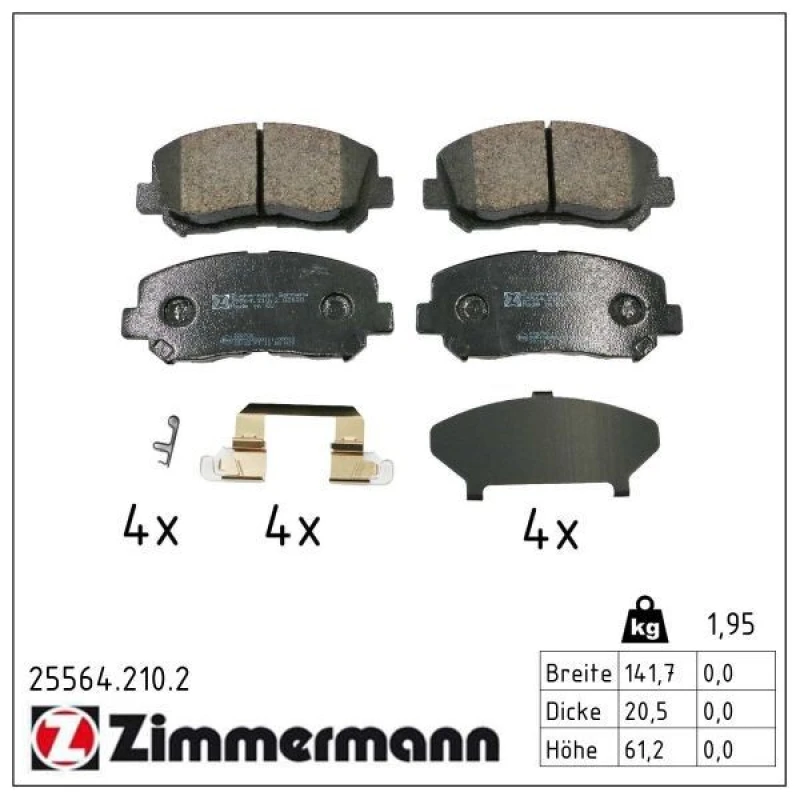 Image of ZIMMERMANN Brake pad set ZIMMERMANN 25564.210.2
