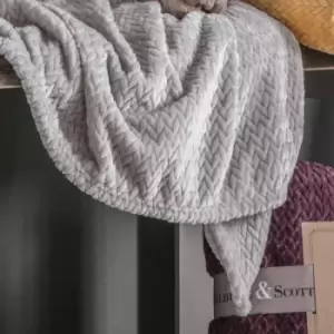 Image of Gallery Direct Chevron Flannel Fleece Throw Grey