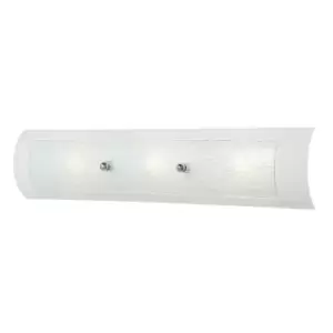 Image of IP44 3 Bulb Wall Light Bent Linen Glass Frames Polished Chrome LED G9 3.5W