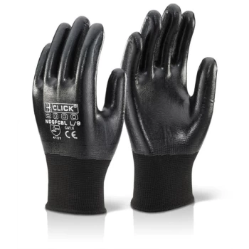 Image of Nitrile Fully Coated Polyester Black - Size S