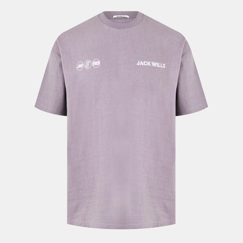 Image of Jack Wills Mens JW Multi Hit Regular Fit T-Shirt Dark Lilac male S