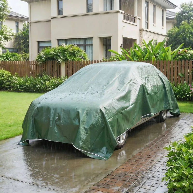 Image of OUTSUNNY 4 x 6m Waterproof Tarpaulin, 90GSM Tear-Resistant PE Tarp in Green Size: 4m x 6m Green Unisex 4m x 6m
