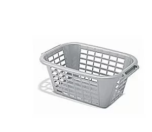 image of Addis Rectangular Laundry Basket, 40L, Metallic Grey