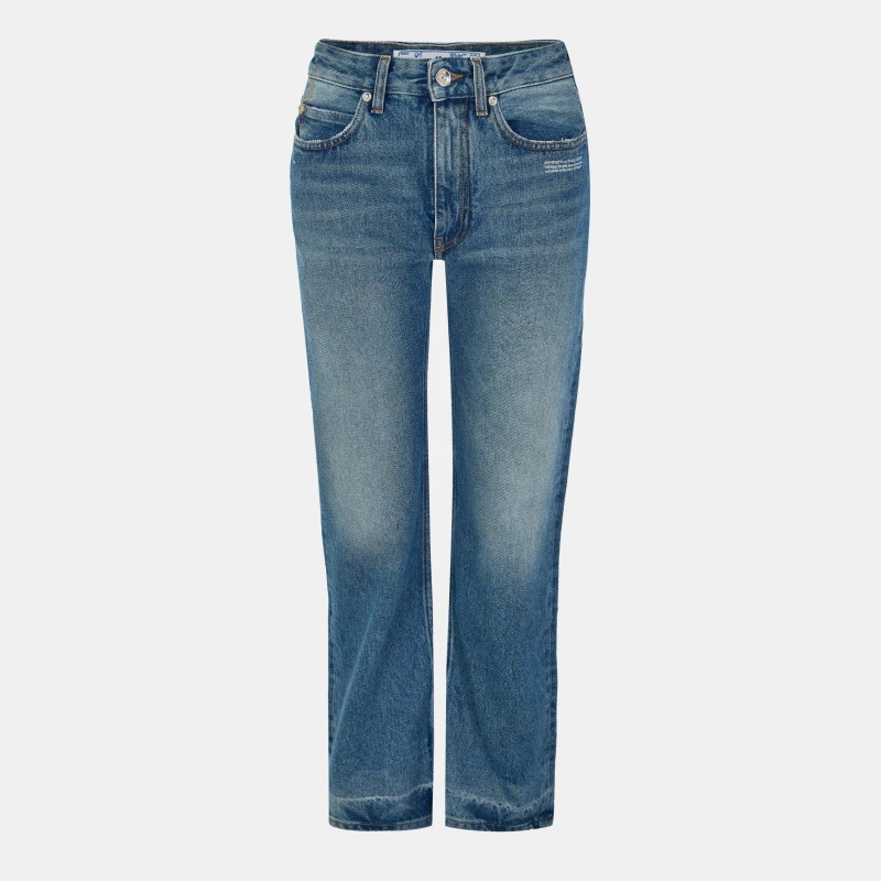 Image of Off White Womens Straight Jeans Blue/White female 25 L32