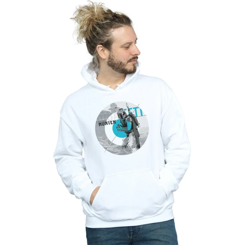 Image of Star Wars Star Wars Men Boba Fett Bounty Hunter Circle Hoodie in White Size: Small White S Male 5057864036886