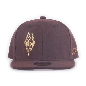 image of The Elder Scrolls - Skyrim Dragon Logo Snapback Unisex Baseball Cap (Burgundy)