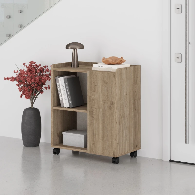 Image of Decortie Zeo' Modern Mobile Sideboard Cabinet 70x40x80cm in Brown Size: 1 Pack Brown Unisex 1 Pack
