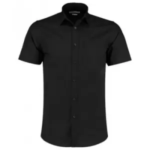 Image of Kustom Kit Mens Short Sleeve Tailored Poplin Shirt (14.5) (Black)