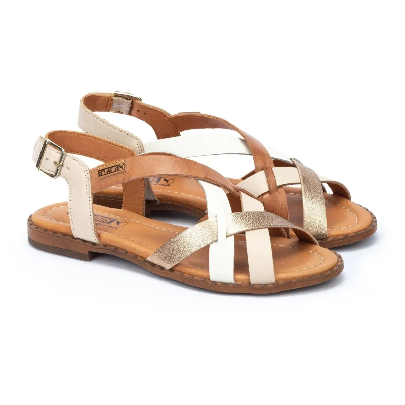 Image of Pikolinos Algar W0X-0556C3 Leather Womens Hook and loop Sandals - Marfil - Size:UK 5-5.5