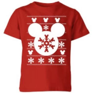 Image of Disney Snowflake Silhouette Kids Christmas T-Shirt - Red - 9-10 Years