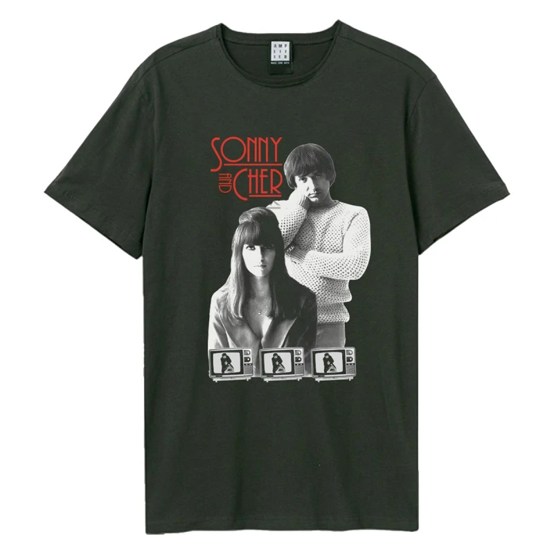 Image of Amplified Mens Mod TV Heritage Sonny & Cher T-Shirt in Charcoal Size: Large Charcoal Male L