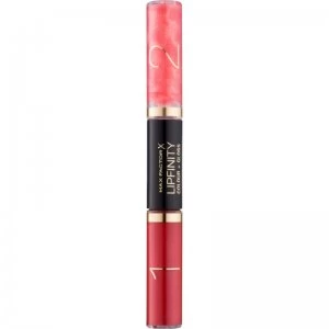 image of Max Factor Lipfinity Colour and Gloss Long-Lasting Lipstick and Lip Gloss 2 in 1 Shade 560 Radiant Red 2x3ml