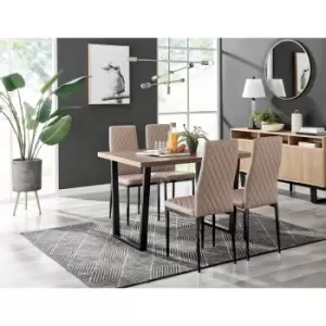Image of Kylo Brown Wood Effect Dining Table & 4 Cappuccino Milan Black Leg Chairs - Cappuccino