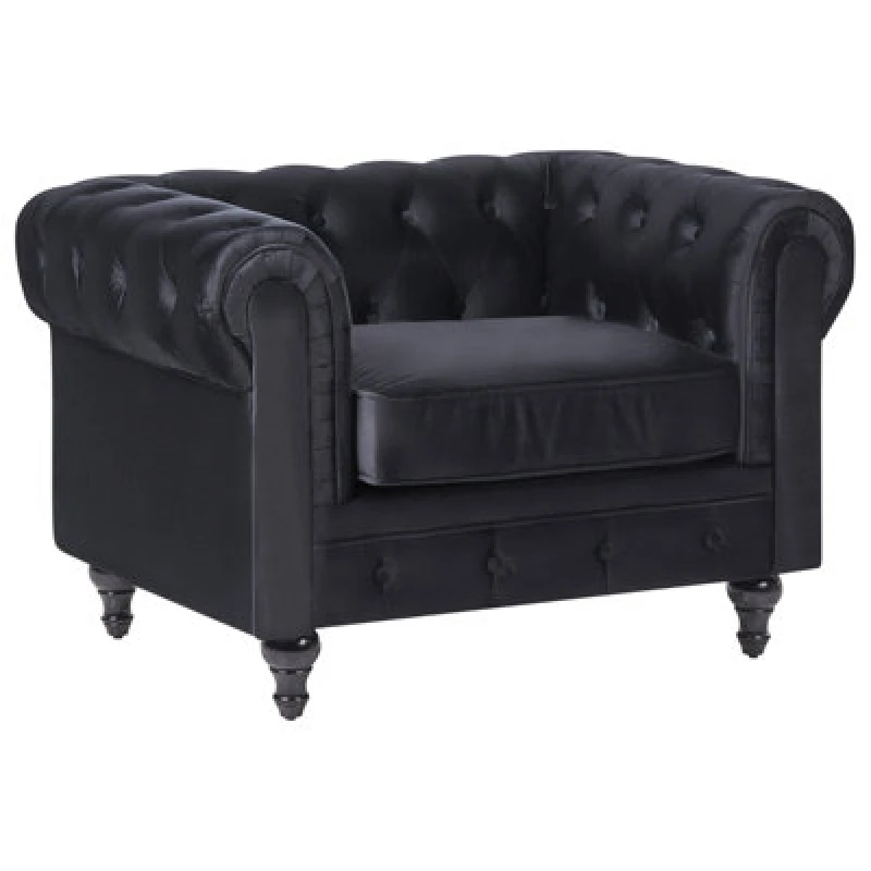 Image of Beliani Armchair Chesterfield Velvet Black