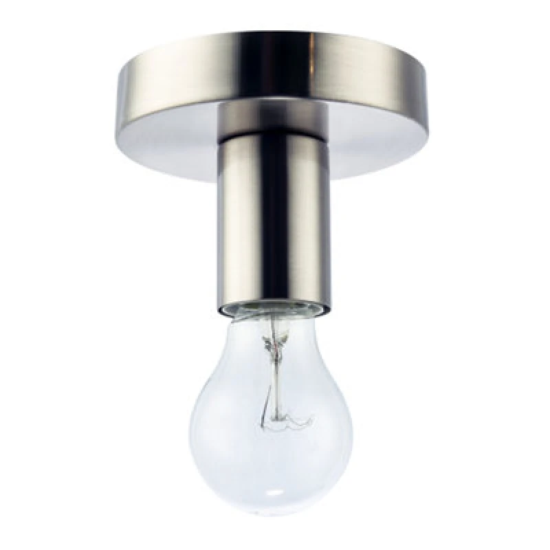 Image of Happy Homewares Satin Nickel Ceiling Or Wall Light Fitting For Industrial Style Light Bulbs