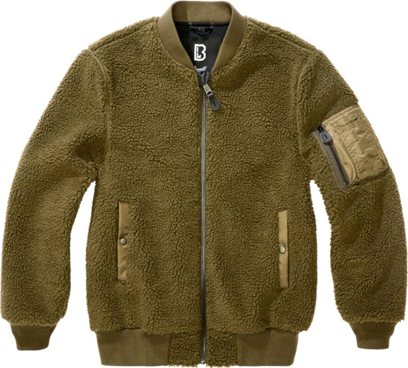 Image of Brandit MA1 Sherpa Teddy Fleece Jacket, green, Size M