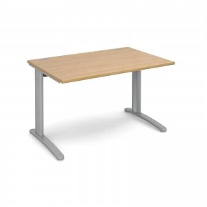 image of TR10 Straight Desk 1200mm x 800mm - Silver Frame Oak Top