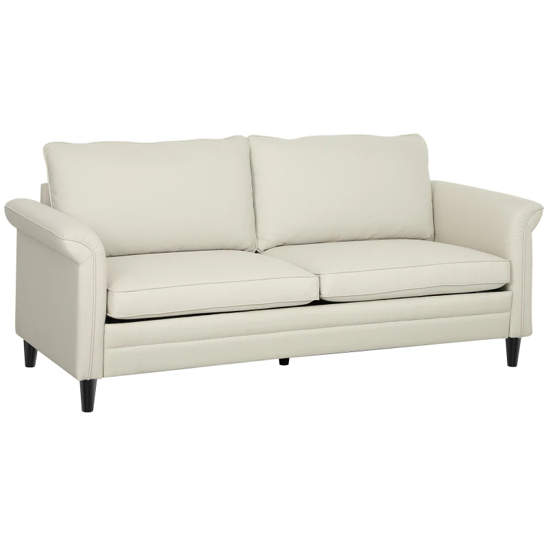 Image of HOMCOM HOMCOM 3 Seater Sofa, Modern Fabric Upholstered Couch Settee for Living Room in Cream Cream One Size Unisex 5063603935709