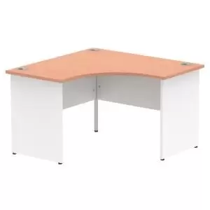 image of Impulse 1200mm Corner Office Desk Beech Top White Panel End Leg