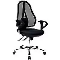 Image of TOPSTAR Synchro Tilt Operator Chair 2D Armrest Open Point Deluxe Mesh, Fabric Black