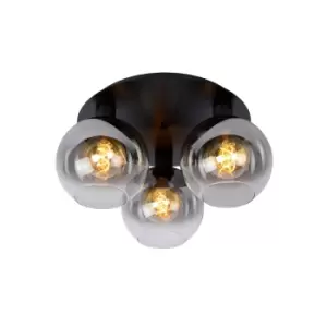 image of Marius Retro Flush Ceiling Light - 3xE27 - Black