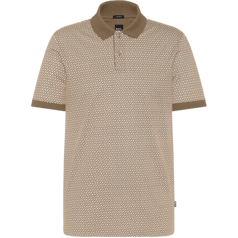 Image of Boss Mens H-Parlay 204 Short-Sleeve Tailored Fit Polo Shirt Open Beige 282 male X Large