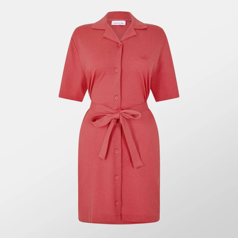 Image of Lacoste Womens Short-Sleeve Dress Shirt Sierra Red female 6 (34)