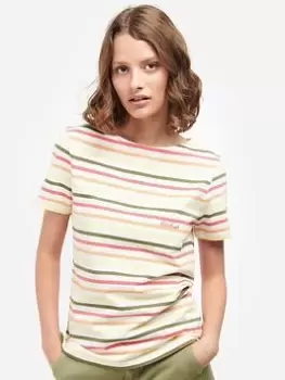 Image of Barbour Stripe Bradley T-Shirt - White, Size 14, Women