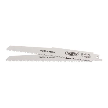 Image of 43065 Bi-metal Reciprocating Saw Blades for Multi Purpose Cutting, 200mm, 6-12tpi (Pack of 2) - Draper