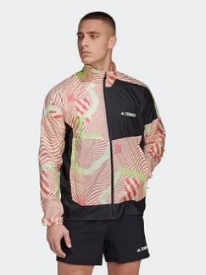 Image of adidas Terrex Trail Running Printed Wind Jacket, Green Size M Women