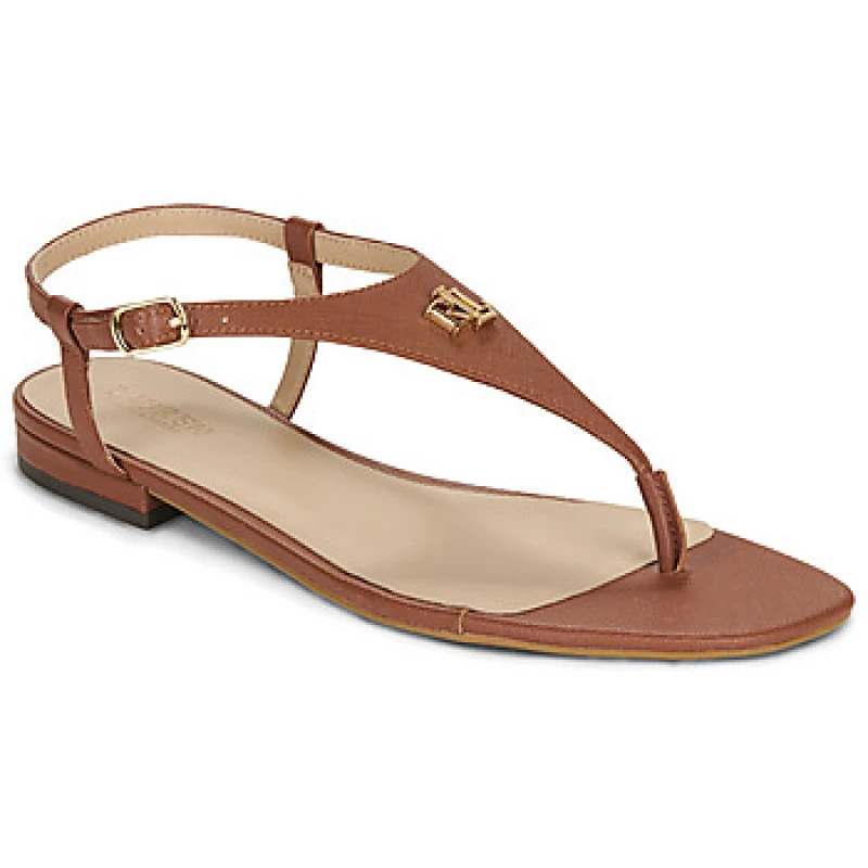 Image of Lauren Ralph Lauren EVERLEY 2-SANDALS-FLAT SANDAL womens Flat sandals in Brown
