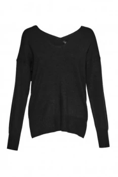 image of French Connection Della Vhari V Neck Jumper Black