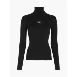 Image of Calvin Klein Jeans Badge Roll Neck Sweater - Black