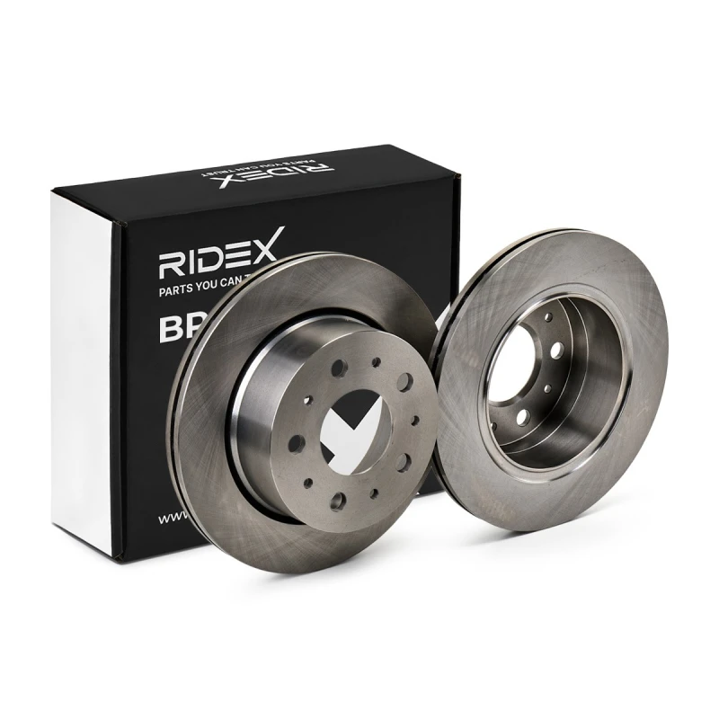 Image of RIDEX 82B2386 Brake disc Rear Axle, Vented, Cast Iron, Uncoated, Untreated, without bolts/screws Cast Iron Brake Disc (82)