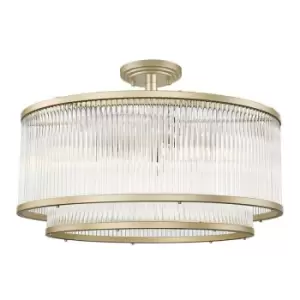 image of Zumaline Sergio Cylindrical Ceiling Light, Matt Gold, Glass, 6x E14